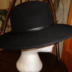 FIRM NWT WYETH BLANCHE RANCHER WOOL FELT HAT BLACK W/BAND O/S